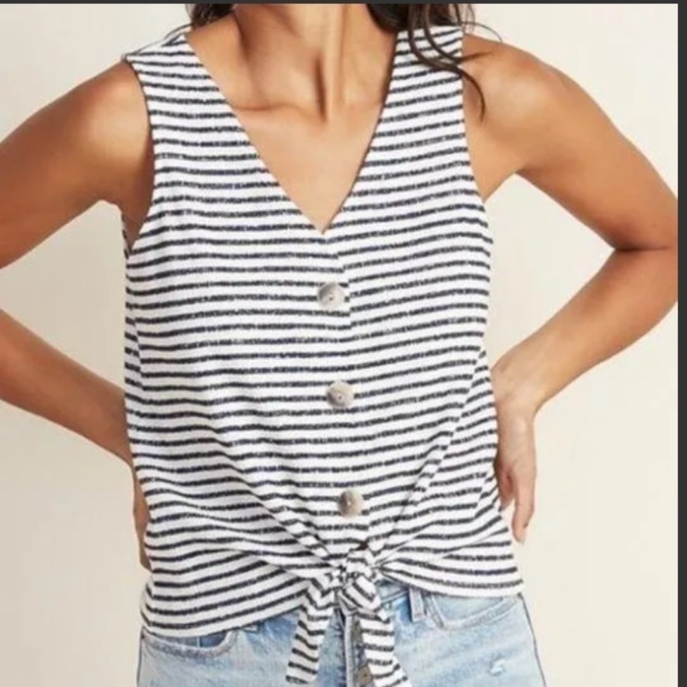 Cropped Tie-Hem Textured-Knit Sleeveless Top for Women